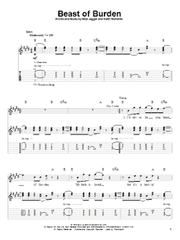 page one of Beast Of Burden (Guitar Tab (Single Guitar))