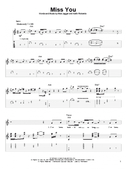 page one of Miss You (Guitar Tab (Single Guitar))