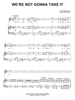 page one of We're Not Gonna Take It (Piano, Vocal & Guitar Chords (Right-Hand Melody))