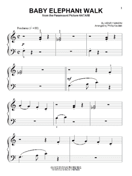 page one of Baby Elephant Walk (arr. Phillip Keveren) (Big Note Piano)