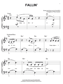 page one of Fallin' (arr. Phillip Keveren) (Big Note Piano)