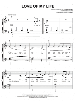 page one of Love Of My Life (arr. Phillip Keveren) (Big Note Piano)