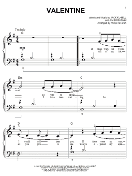 page one of Valentine (arr. Phillip Keveren) (Big Note Piano)