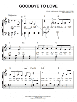 page one of Goodbye To Love (Big Note Piano)