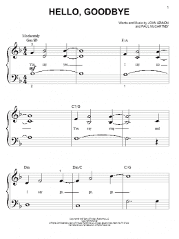 page one of Hello, Goodbye (Big Note Piano)