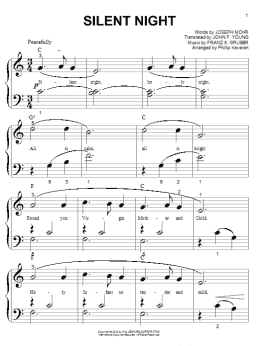 page one of Silent Night (arr. Phillip Keveren) (Big Note Piano)