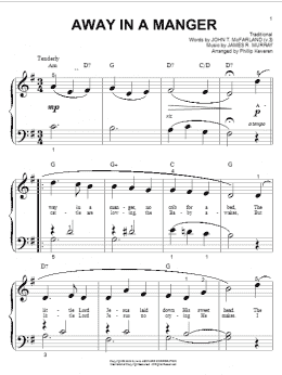 page one of Away In A Manger (arr. Phillip Keveren) (Big Note Piano)