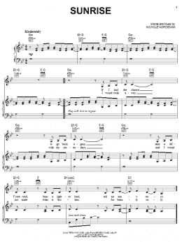 page one of Sunrise (Piano, Vocal & Guitar Chords (Right-Hand Melody))