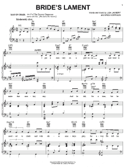 page one of Bride's Lament (Piano, Vocal & Guitar Chords (Right-Hand Melody))