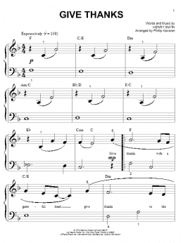 page one of Give Thanks (arr. Phillip Keveren) (Big Note Piano)