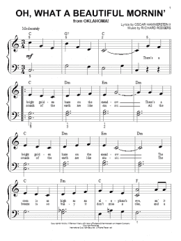 page one of Oh, What A Beautiful Mornin' (from Oklahoma!) (Big Note Piano)