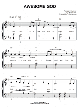 page one of Awesome God (arr. Phillip Keveren) (Big Note Piano)