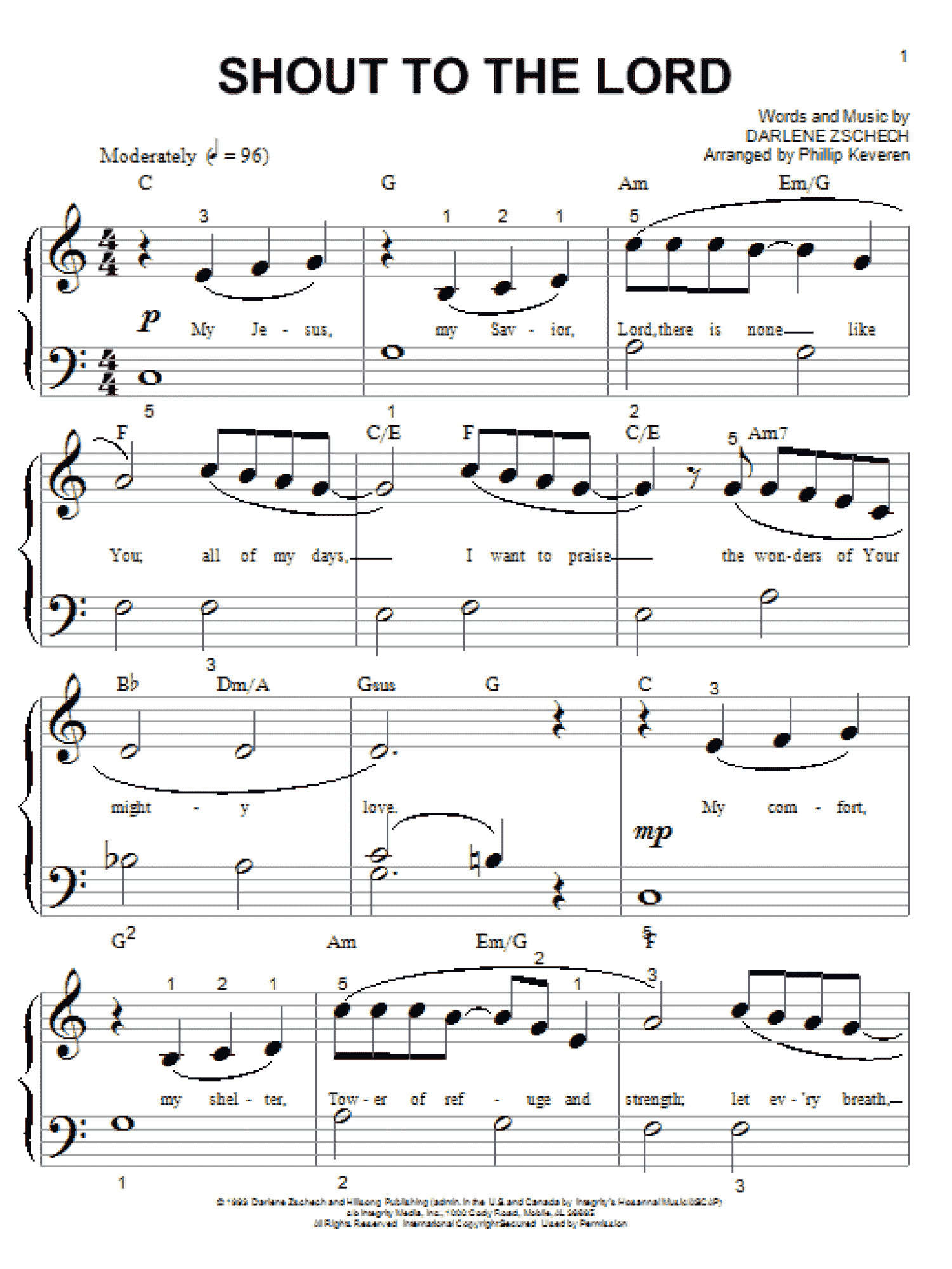 Shout To The Lord (arr. Phillip Keveren) (Big Note Piano)