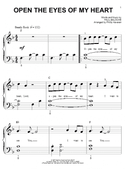 page one of Open The Eyes Of My Heart (arr. Phillip Keveren) (Big Note Piano)