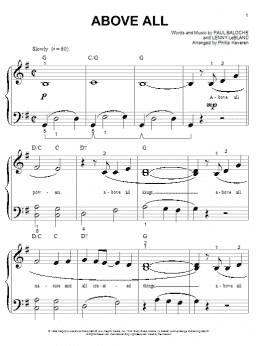 page one of Above All (arr. Phillip Keveren) (Big Note Piano)