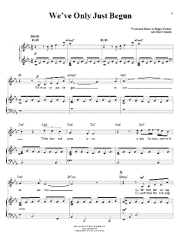 page one of We've Only Just Begun (Piano & Vocal)