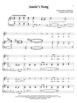 page one of Annie's Song (Piano & Vocal)