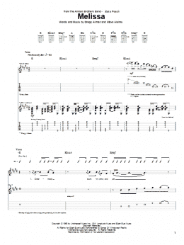 page one of Melissa (Guitar Tab)