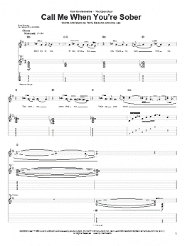 page one of Call Me When You're Sober (Guitar Tab)