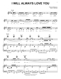 page one of I Will Always Love You (Piano, Vocal & Guitar Chords (Right-Hand Melody))