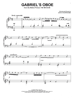 page one of Gabriel's Oboe (from The Mission) (Piano Solo)