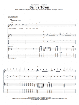 page one of Sam's Town (Guitar Tab)