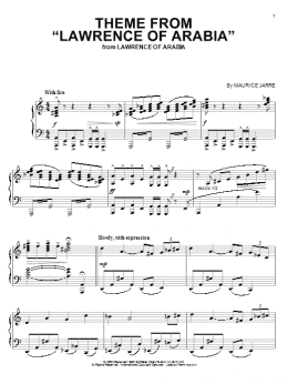 page one of Theme From "Lawrence Of Arabia" (Piano Solo)