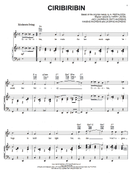 page one of Ciribiribin (Piano, Vocal & Guitar Chords (Right-Hand Melody))
