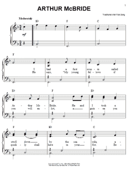 page one of Arthur McBride (Easy Piano)