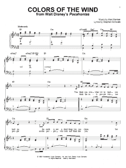 page one of Colors Of The Wind (from Pocahontas) (Piano & Vocal)