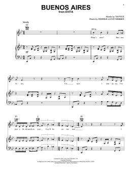 page one of Buenos Aires (Piano, Vocal & Guitar Chords (Right-Hand Melody))