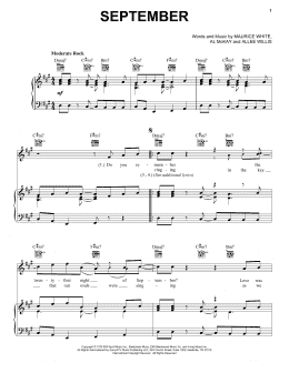 page one of September (Piano, Vocal & Guitar Chords (Right-Hand Melody))