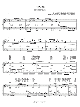 page one of Fievre (Fiebre de Tango) (Piano Solo)