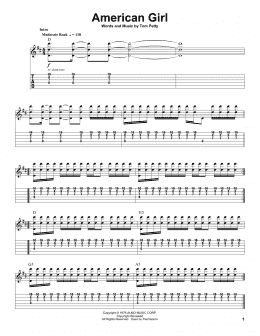 page one of American Girl (Guitar Tab (Single Guitar))