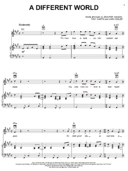page one of A Different World (Piano, Vocal & Guitar Chords (Right-Hand Melody))