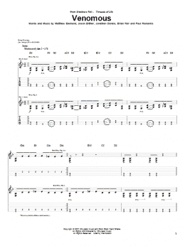 page one of Venomous (Guitar Tab)