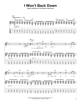 page one of I Won't Back Down (Guitar Tab (Single Guitar))