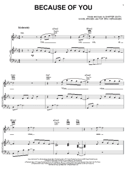 page one of Because Of You (Piano, Vocal & Guitar Chords (Right-Hand Melody))