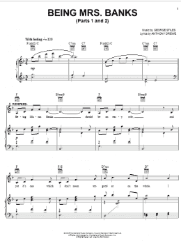 page one of Being Mrs. Banks (Parts 1 and 2) (Piano, Vocal & Guitar Chords (Right-Hand Melody))