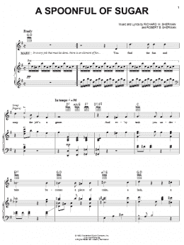 page one of A Spoonful Of Sugar (from Mary Poppins: The Musical) (Piano, Vocal & Guitar Chords (Right-Hand Melody))
