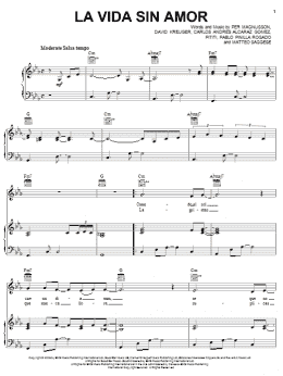 page one of La Vida Sin Amor (Piano, Vocal & Guitar Chords (Right-Hand Melody))