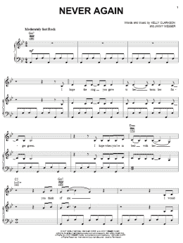 page one of Never Again (Piano, Vocal & Guitar Chords (Right-Hand Melody))