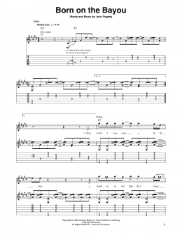 page one of Born On The Bayou (Guitar Tab (Single Guitar))