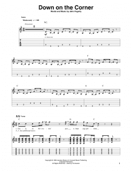 page one of Down On The Corner (Guitar Tab (Single Guitar))