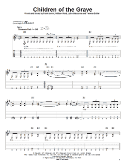 page one of Children Of The Grave (Guitar Tab (Single Guitar))