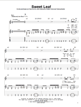 page one of Sweet Leaf (Guitar Tab (Single Guitar))