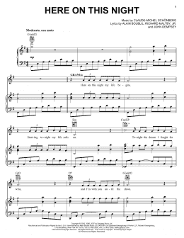 page one of Here On This Night (from The Pirate Queen) (Piano, Vocal & Guitar Chords (Right-Hand Melody))