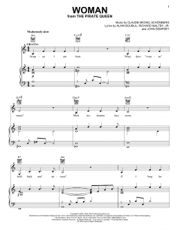 page one of Woman (from The Pirate Queen) (Piano, Vocal & Guitar Chords (Right-Hand Melody))