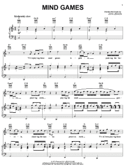 page one of Mind Games (Piano, Vocal & Guitar Chords (Right-Hand Melody))