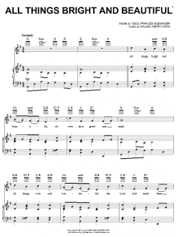 page one of All Things Bright And Beautiful (Piano, Vocal & Guitar Chords (Right-Hand Melody))